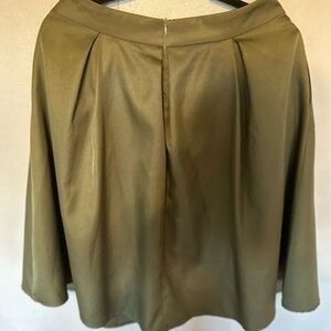 Yige green Midi Flared Pleated skirt with pockets